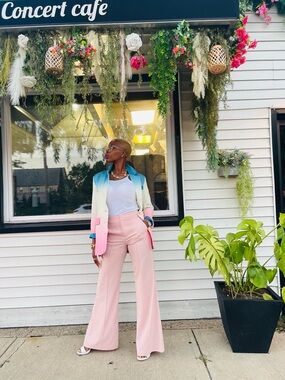 Pastel Ombre Blazer in Pink & Blue - Stylish Women's Suit Jacket